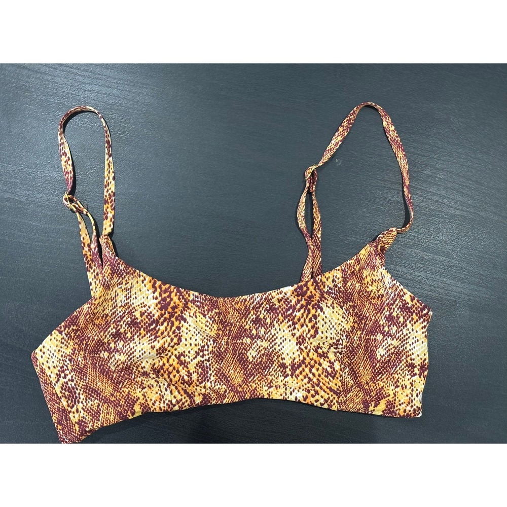 Out From Under Urban Outfitters Snakeskin Print Bikini Top Orange Brown Small